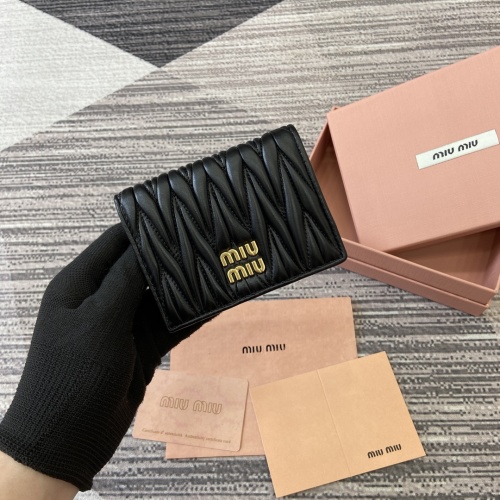 Miu Miu Pocket Wallet Lambskin Leather Black with White Trim, 11.5 X 8 cm 1 Miu Miu Pocket Wallet Lambskin Leather Black with White Trim, 11.5 X 8 cm