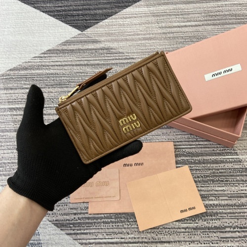 Miu Miu Matelasse Nappa Leather Pocket Wallet Card Holder - Caramel