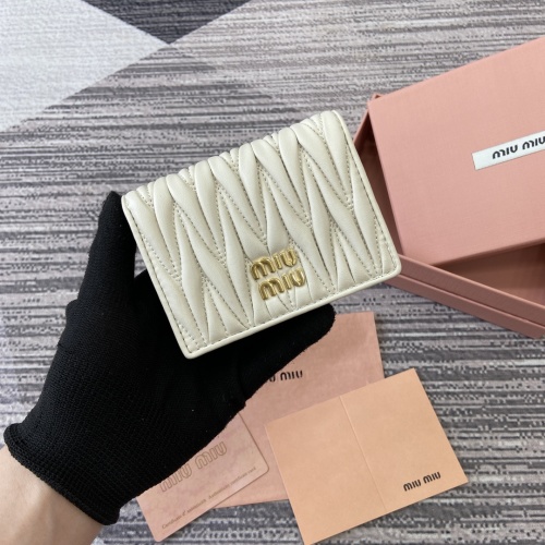 Miu Miu Pocket Wallet: New Lambskin Small Wallet - White Stitch/White Trim 1 Miu Miu Pocket Wallet: New Lambskin Small Wallet - White Stitch/White Trim