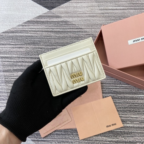 Miu Miu Lambskin Leather Card Holder with Quilted Design - White 1 Miu Miu Lambskin Leather Card Holder with Quilted Design - White