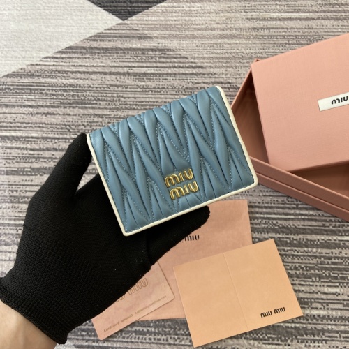 Miu Miu Pocket Wallet, Light Blue Lambskin Leather, Compact and Stylish