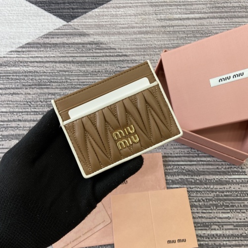 Miu Miu Lambskin Leather Card Holder Wallet With Cognac Embroidery 1 Miu Miu Lambskin Leather Card Holder Wallet With Cognac Embroidery