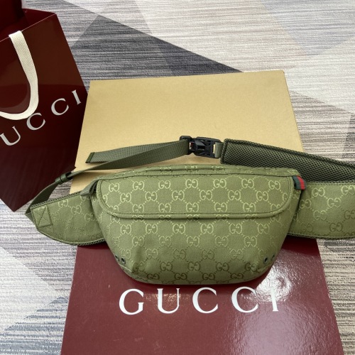 Gucci Forest Green Canvas Belt Bag with Web Detail - Adjustable Strap