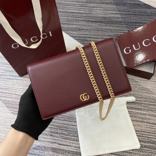 Gucci Marmont Red Leather Wallet on Chain - Double G Hardware 1 Gucci Marmont Red Leather Wallet on Chain - Double G Hardware