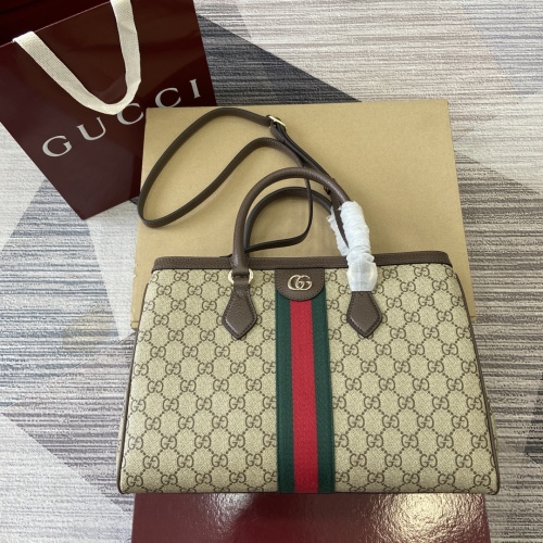 Gucci Ophidia GG Supreme Medium Top Handle Bag - Beige & Brown 1 Gucci Ophidia GG Supreme Medium Top Handle Bag - Beige & Brown