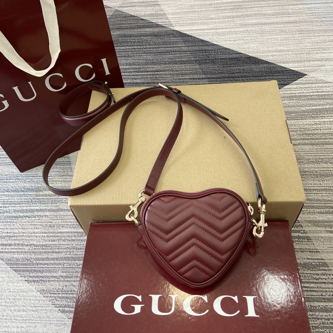 Gucci Marmont Heart Mini Bag Red Matelassé Leather Crossbody Handbag 4 i1750579295 6352 0