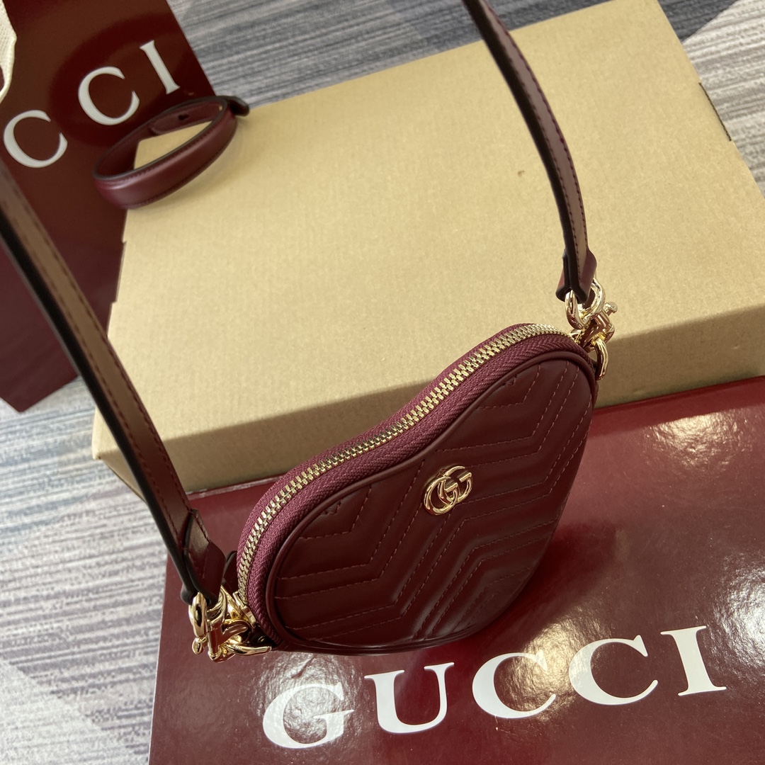 Gucci Marmont Heart Mini Bag Red Matelassé Leather Crossbody Handbag 5 i1750579295 6918 0