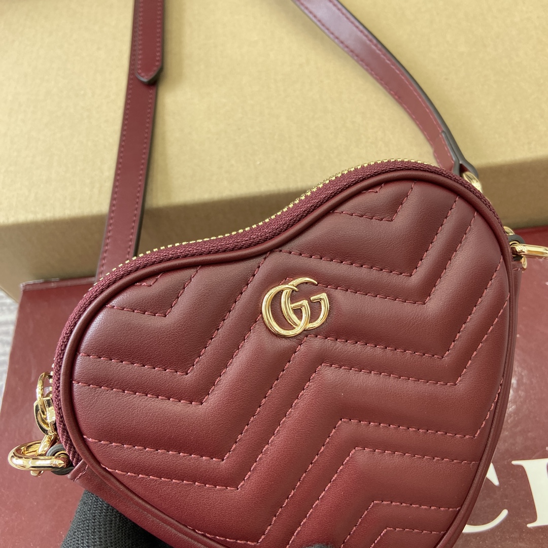 Gucci Marmont Heart Mini Bag Red Matelassé Leather Crossbody Handbag 6 i1750579295 9939 0