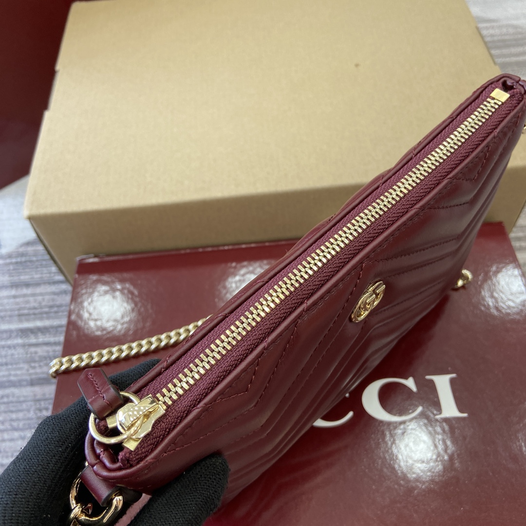 Gucci Marmont Red Leather Chain Wallet, 21cm x 15cm x 3.5cm, Model 837742 8 i1750672839 8058 8