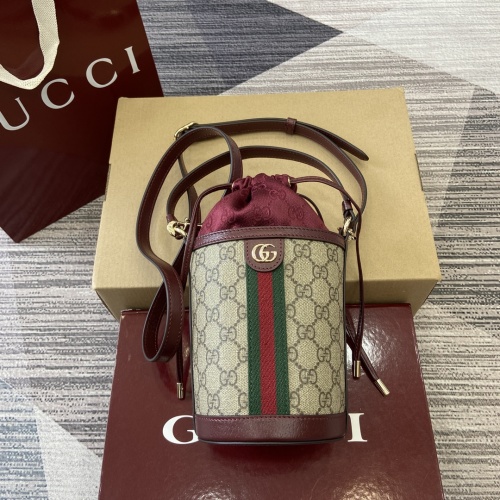 Gucci Ophidia GG Bucket Bag Beige/Brown with Red Leather Trim 1 Gucci Ophidia GG Bucket Bag Beige/Brown with Red Leather Trim