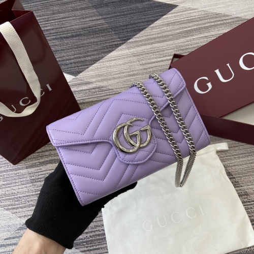 Gucci Marmont Quilted Leather Chain Wallet - Light Purple, 20 cm 1 Gucci Marmont Quilted Leather Chain Wallet - Light Purple, 20 cm