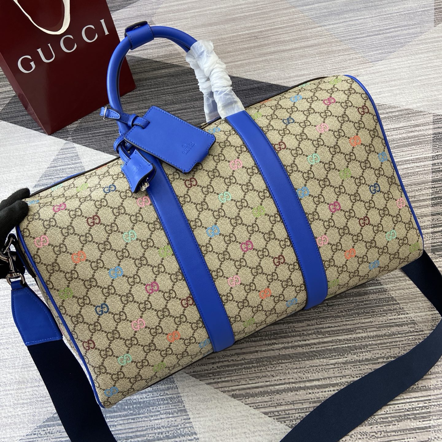 Gucci Beige/Brown Monogram Multicolor Print Duffle Bag, 45cm x 30cm x 24.5cm 8 i1752561893136 7986 0 8