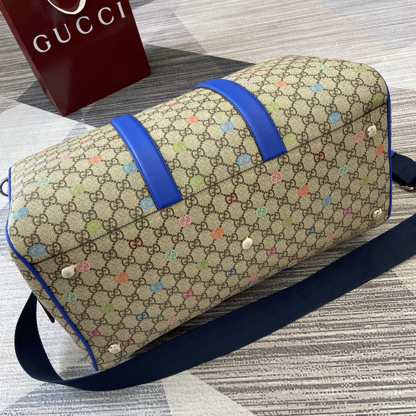 Gucci Beige/Brown Monogram Multicolor Print Duffle Bag, 45cm x 30cm x 24.5cm 9 i1752561894310 7425 0 9