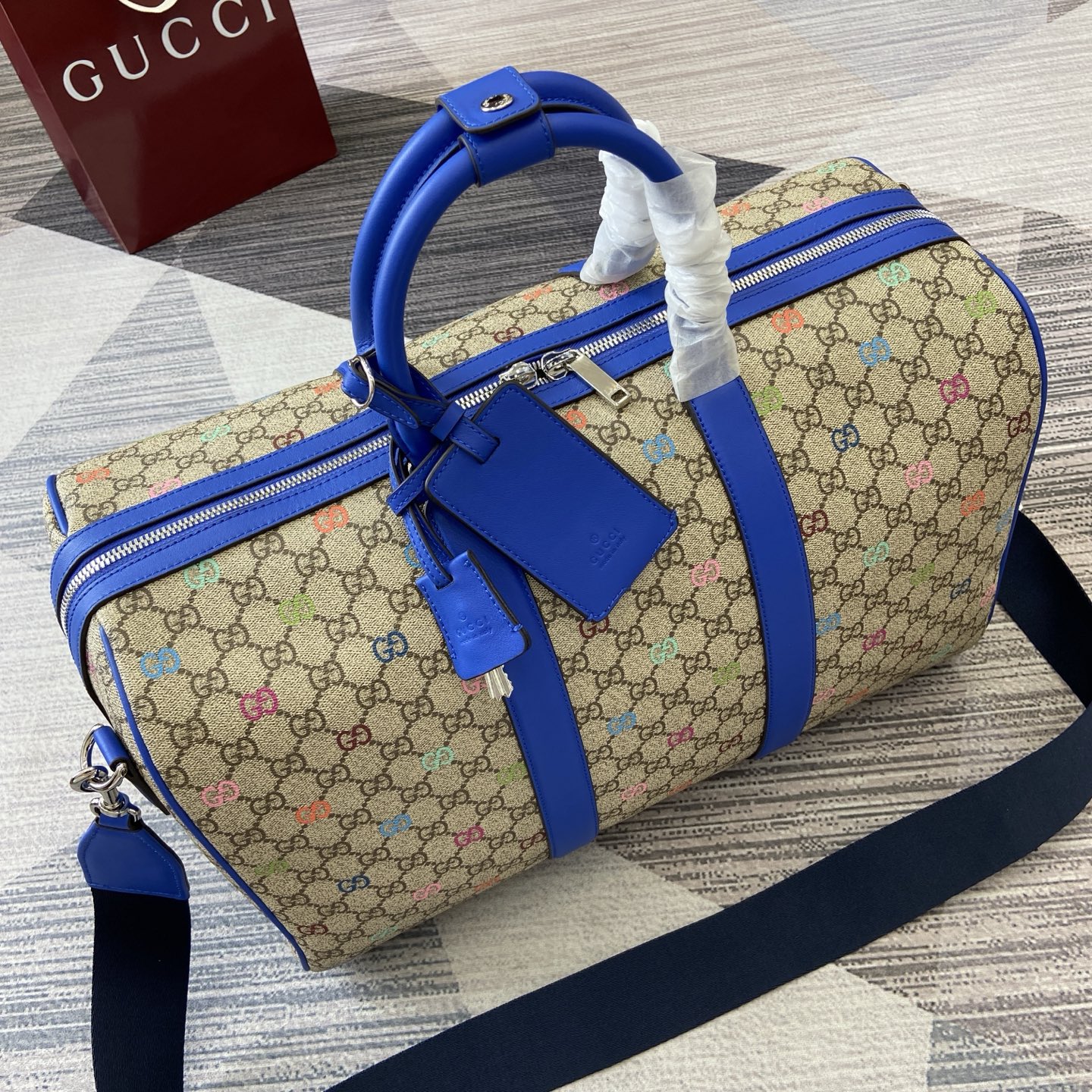 Gucci Beige/Brown Monogram Multicolor Print Duffle Bag, 45cm x 30cm x 24.5cm 7 i1752561895189 6565 0 7