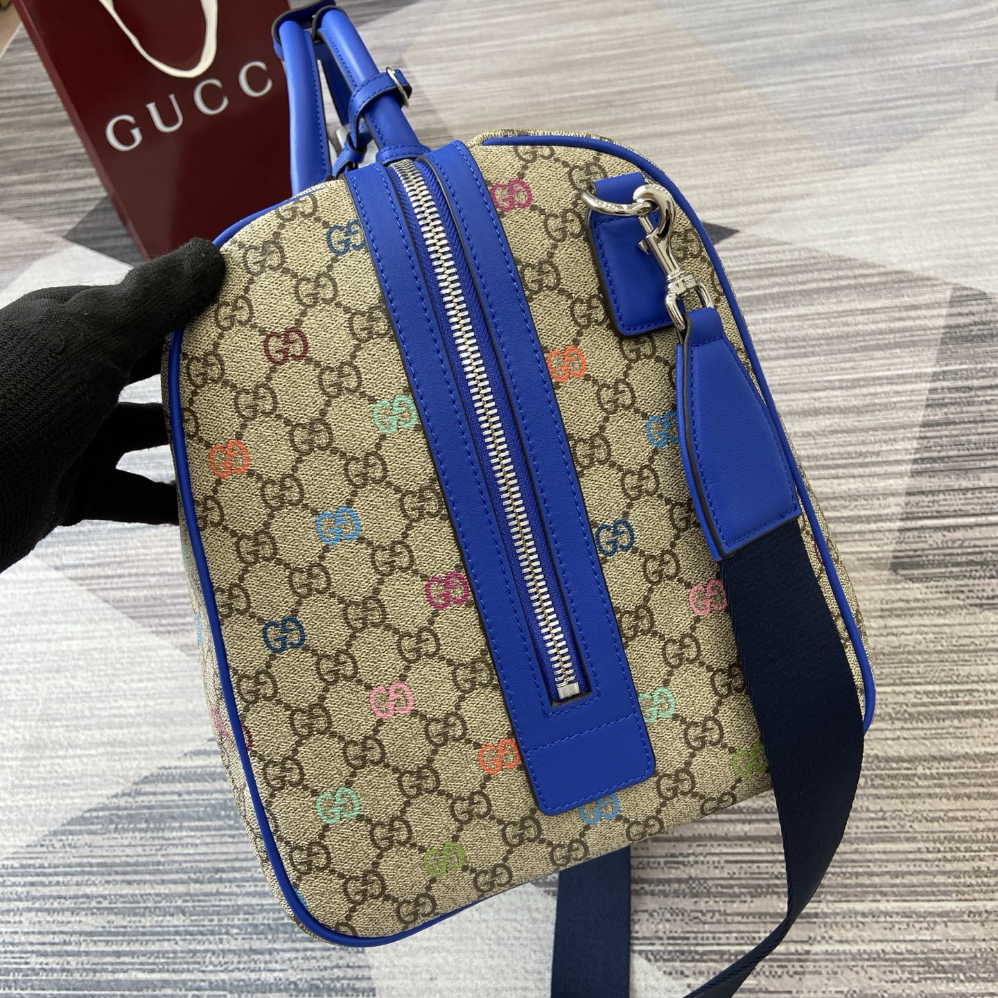 Gucci Beige/Brown Monogram Multicolor Print Duffle Bag, 45cm x 30cm x 24.5cm 12 i1752561896380 5576 0 11
