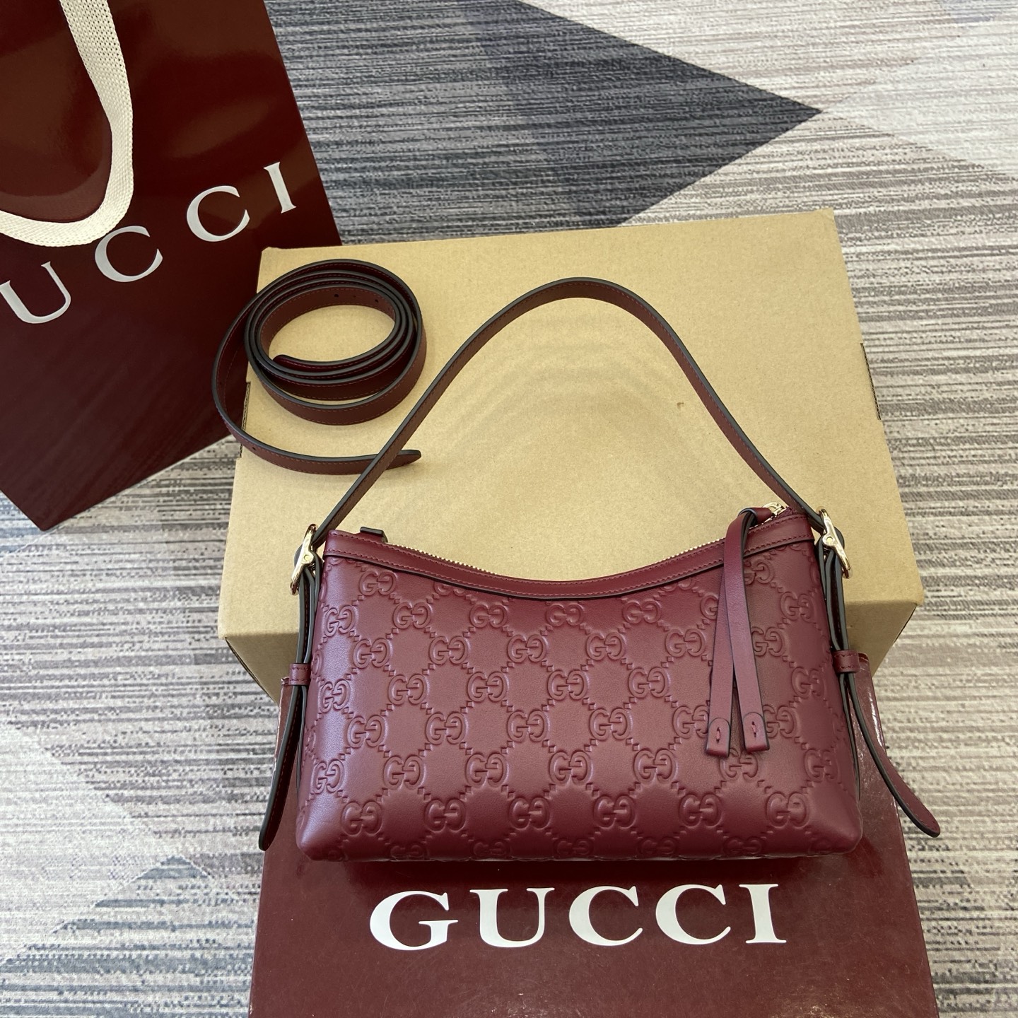 Gucci Emblem Embossed Leather Shoulder Bag, Ancorra Red 3 i1753426835291 2209 0 1