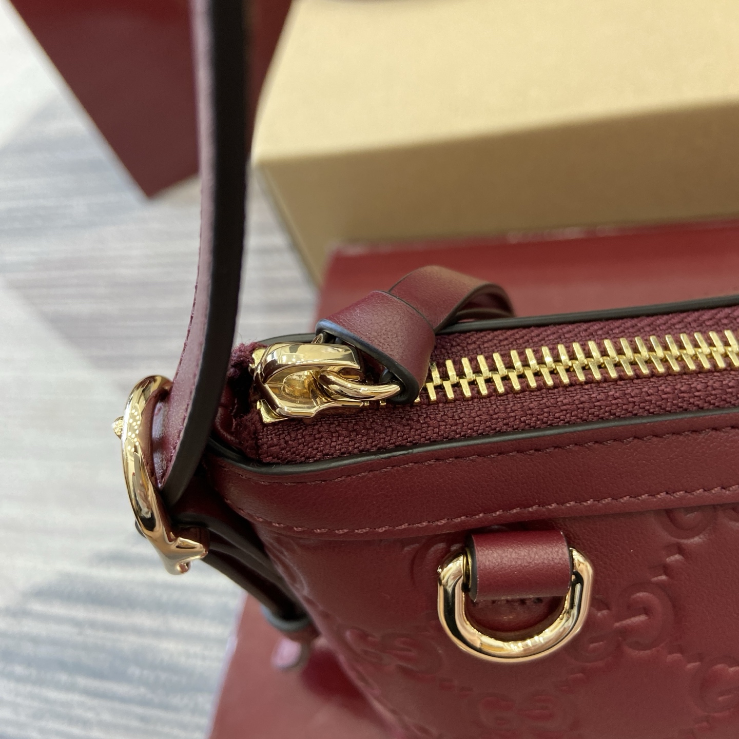 Gucci Emblem Embossed Leather Shoulder Bag, Ancorra Red 5 i1753426836921 3873 0 4