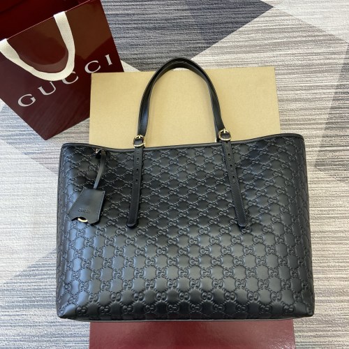 Gucci Emblem Embossed Leather Tote Bag, 37cm, Black 1 Gucci Emblem Embossed Leather Tote Bag, 37cm, Black