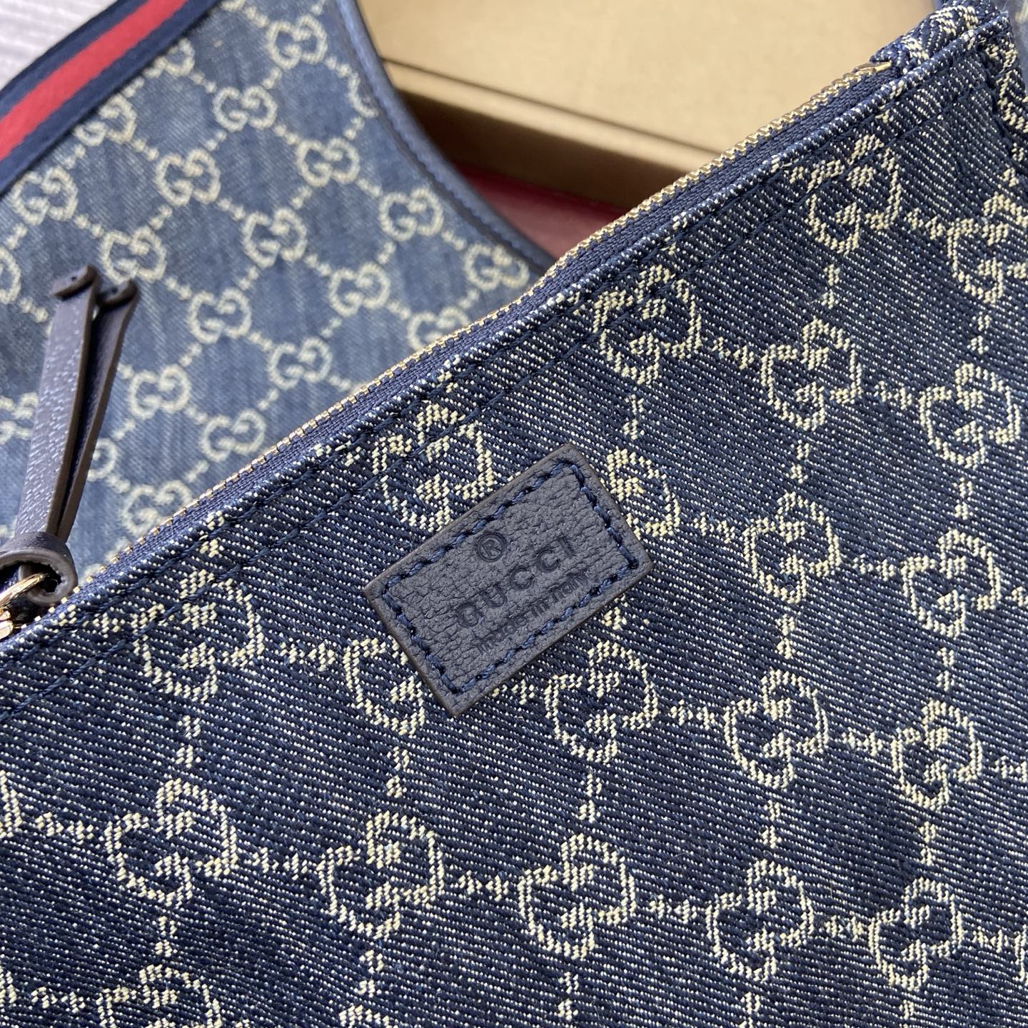 Gucci Giglio Denim Tote Bag with Detachable Pouch - Blue, 50x47x14cm 11 i1753854037645 9255 0 7