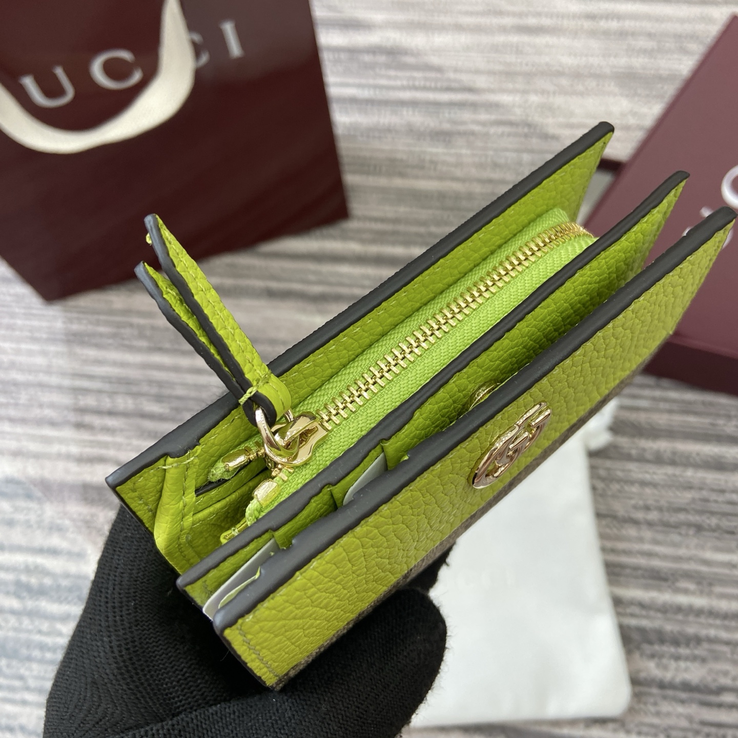 Gucci Marmont Beige and Green Supreme Canvas Card Case Wallet 9 i1754118763945 3597 0 7