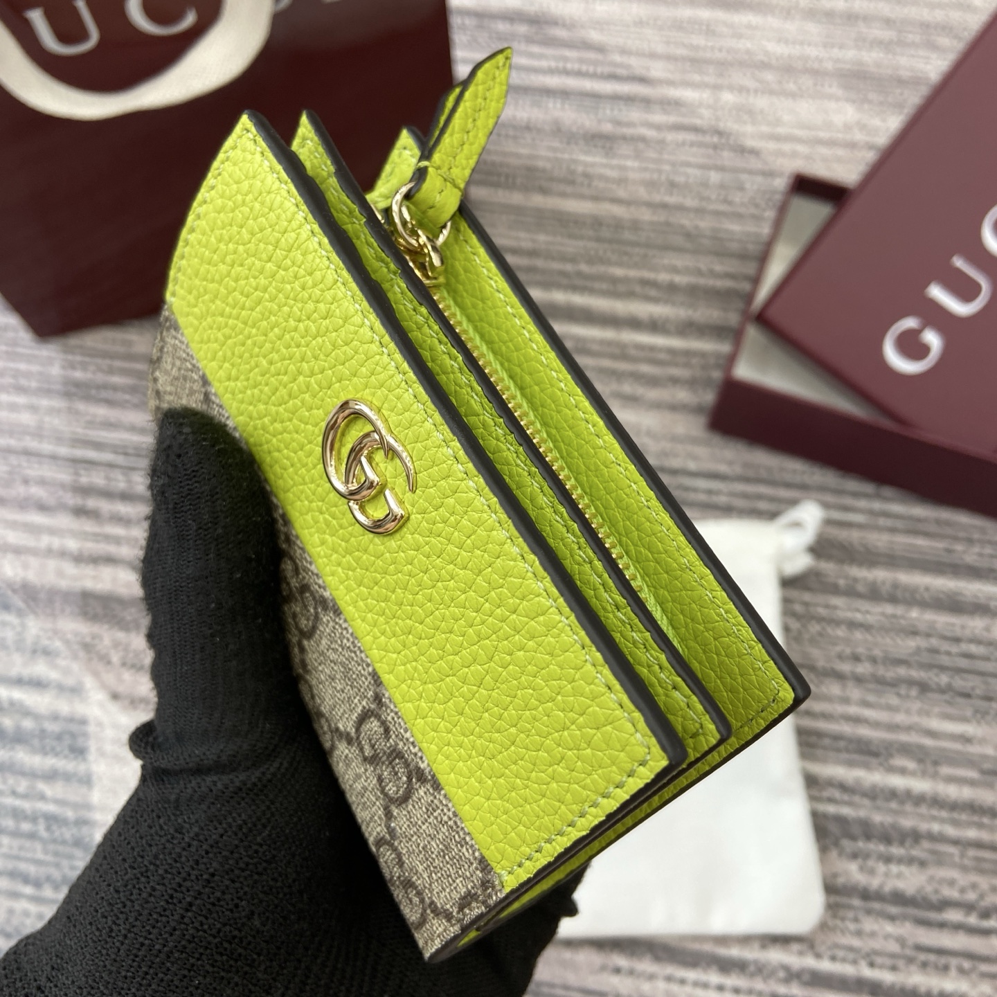 Gucci Marmont Beige and Green Supreme Canvas Card Case Wallet 7 i1754118767648 664 0 5