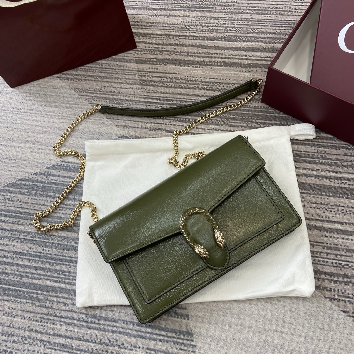 Gucci Dionysus Forest Green Leather Wallet on Chain Shoulder Bag 5 i1754118892383 1042 0 5