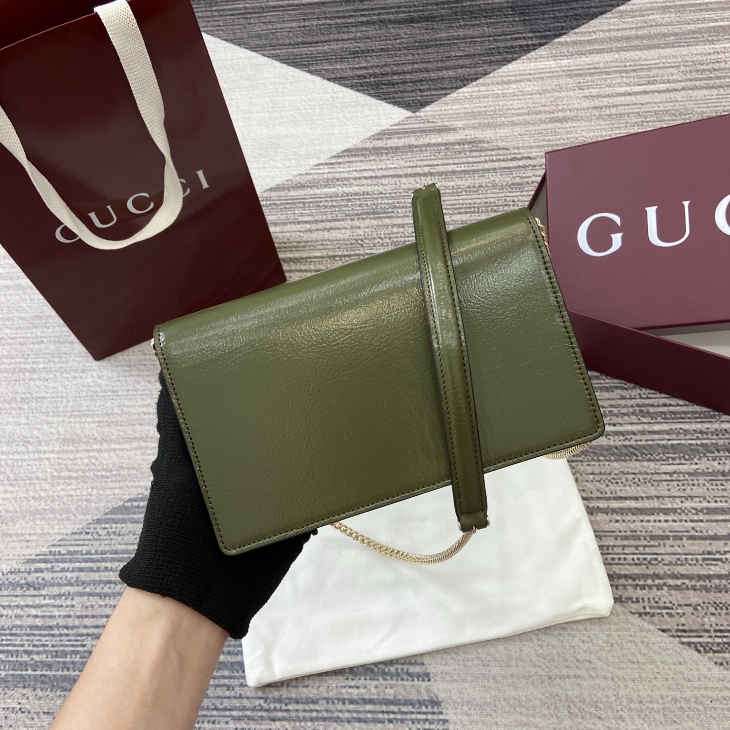 Gucci Dionysus Forest Green Leather Wallet on Chain Shoulder Bag 2 i1754118892450 2140 0 1