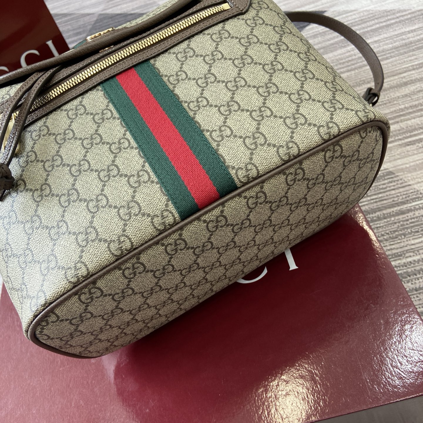 Gucci Ophidia GG Supreme Mini Backpack Beige/Brown Leather Trim, Top Handle 11 i1754118929947 7272 0 10