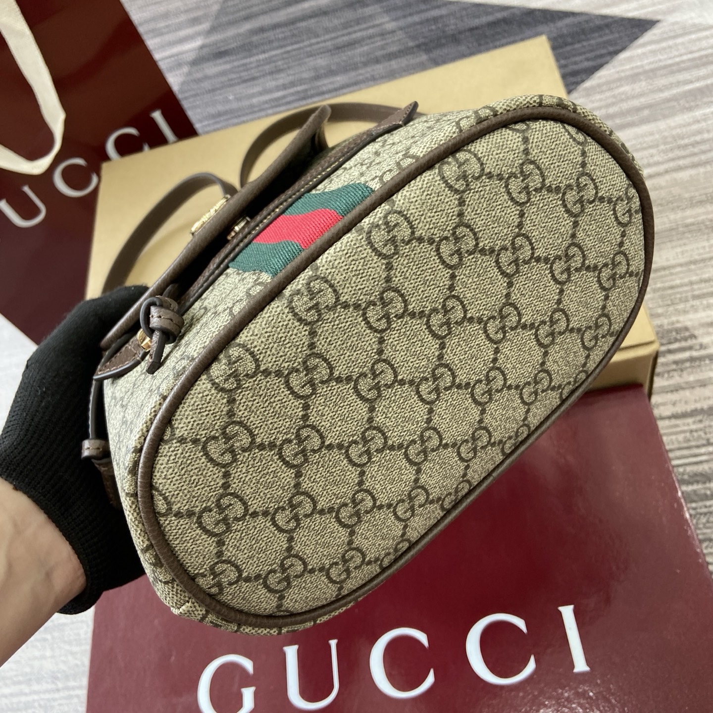 Gucci Ophidia GG Supreme Mini Backpack Beige/Brown, 19.5cm x 20cm x 12.5cm 6 i1754118935291 8227 0 8