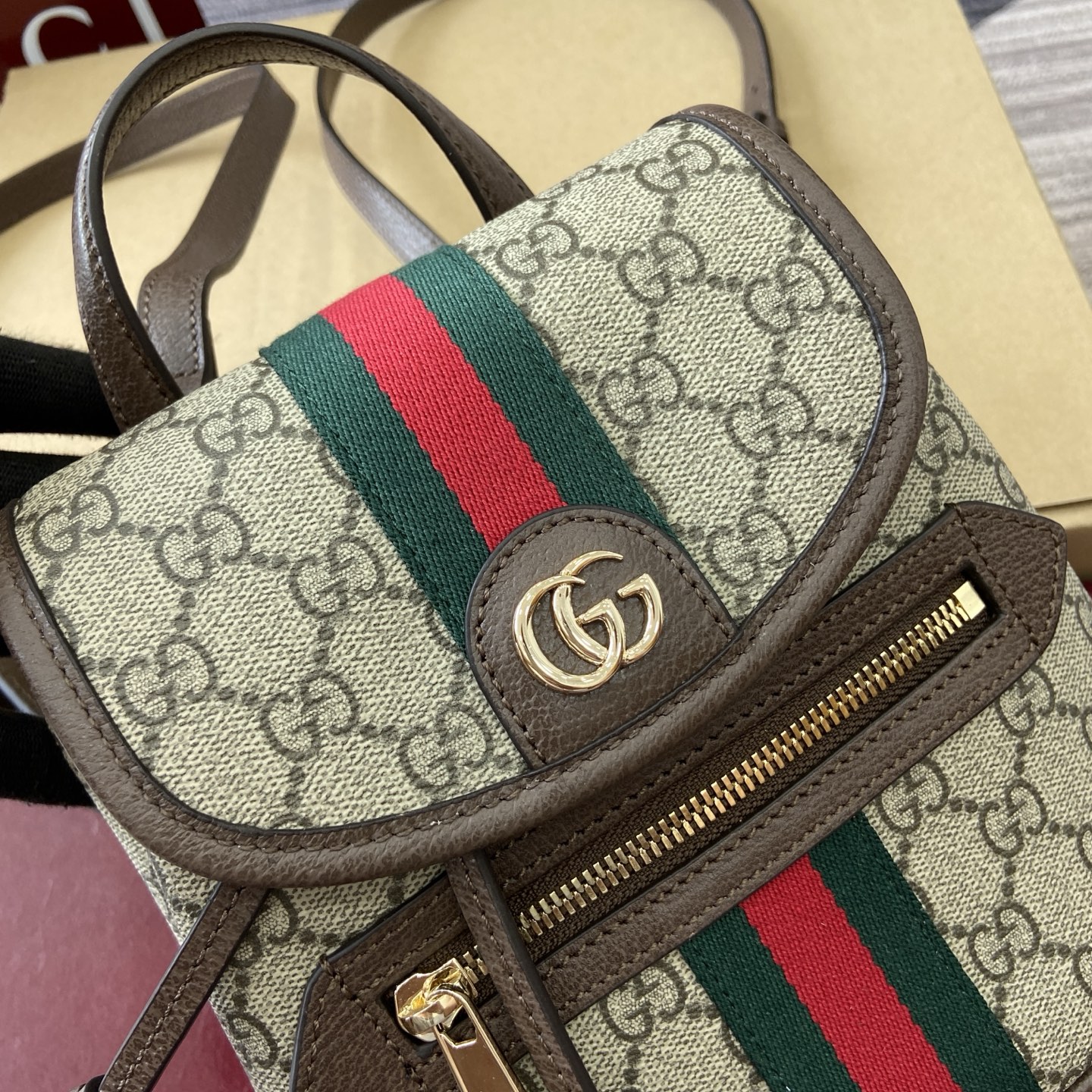 Gucci Ophidia GG Supreme Mini Backpack Beige/Brown, 19.5cm x 20cm x 12.5cm 8 i1754118935319 4727 0 6