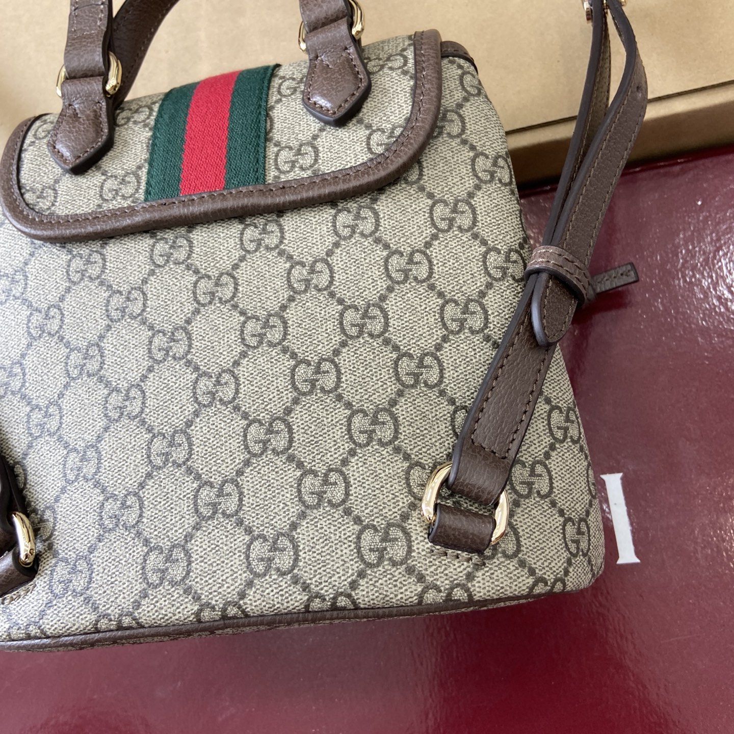 Gucci Ophidia GG Supreme Mini Backpack Beige/Brown, 19.5cm x 20cm x 12.5cm 5 i1754118938246 8653 0 3