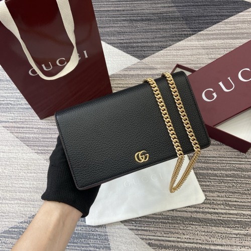 Gucci Marmont Chain Wallet Black Leather with Gold-Tone Hardware 1 Gucci Marmont Chain Wallet Black Leather with Gold-Tone Hardware