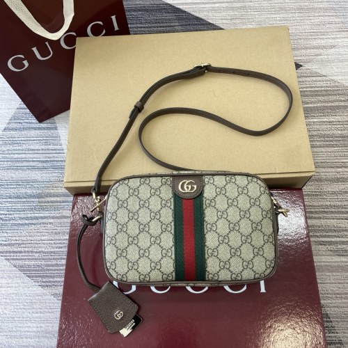 Gucci Ophidia GG Supreme Small Shoulder Bag, Beige and Brown