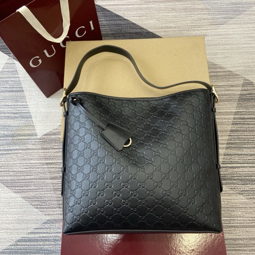 Gucci Emblem Black Embossed Leather Bucket Bag, 30.5 cm Wide 1 Gucci Emblem Black Embossed Leather Bucket Bag, 30.5 cm Wide