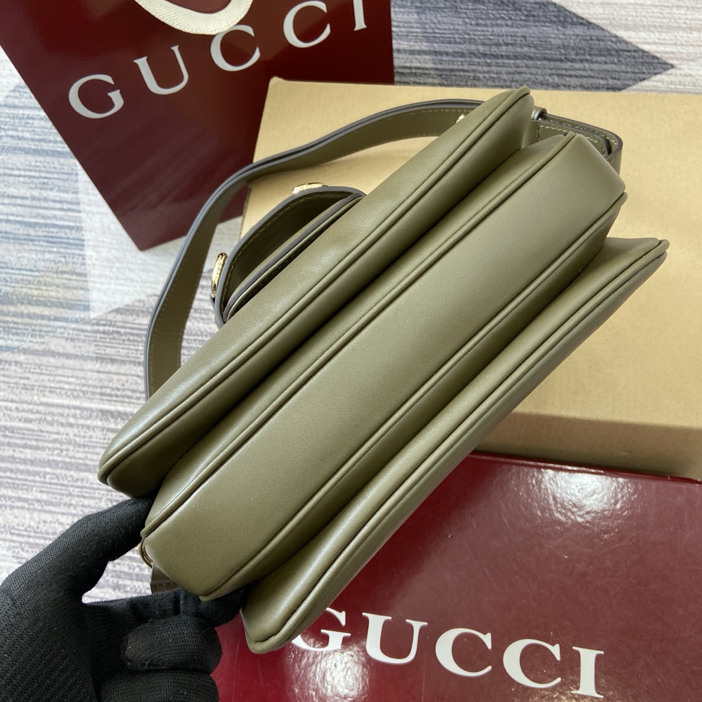 Gucci Horsebit 1955 Small Shoulder Bag - Forest Green Leather, Gold-Tone Hardware 8 i1755849348181 6515 0 7