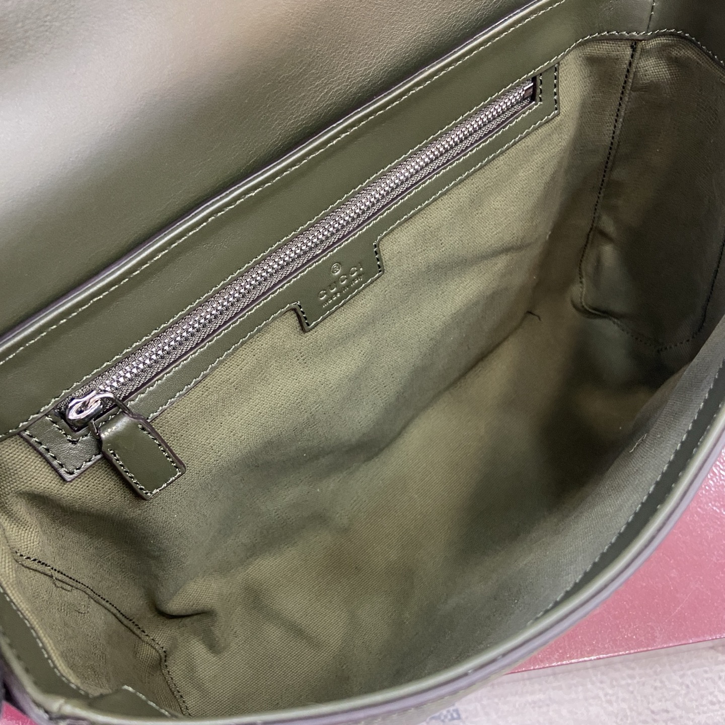 Gucci Medium Messenger Bag in Green Coated Fabric with Gucci Lettering 10 i1756271309335 3152 0 8