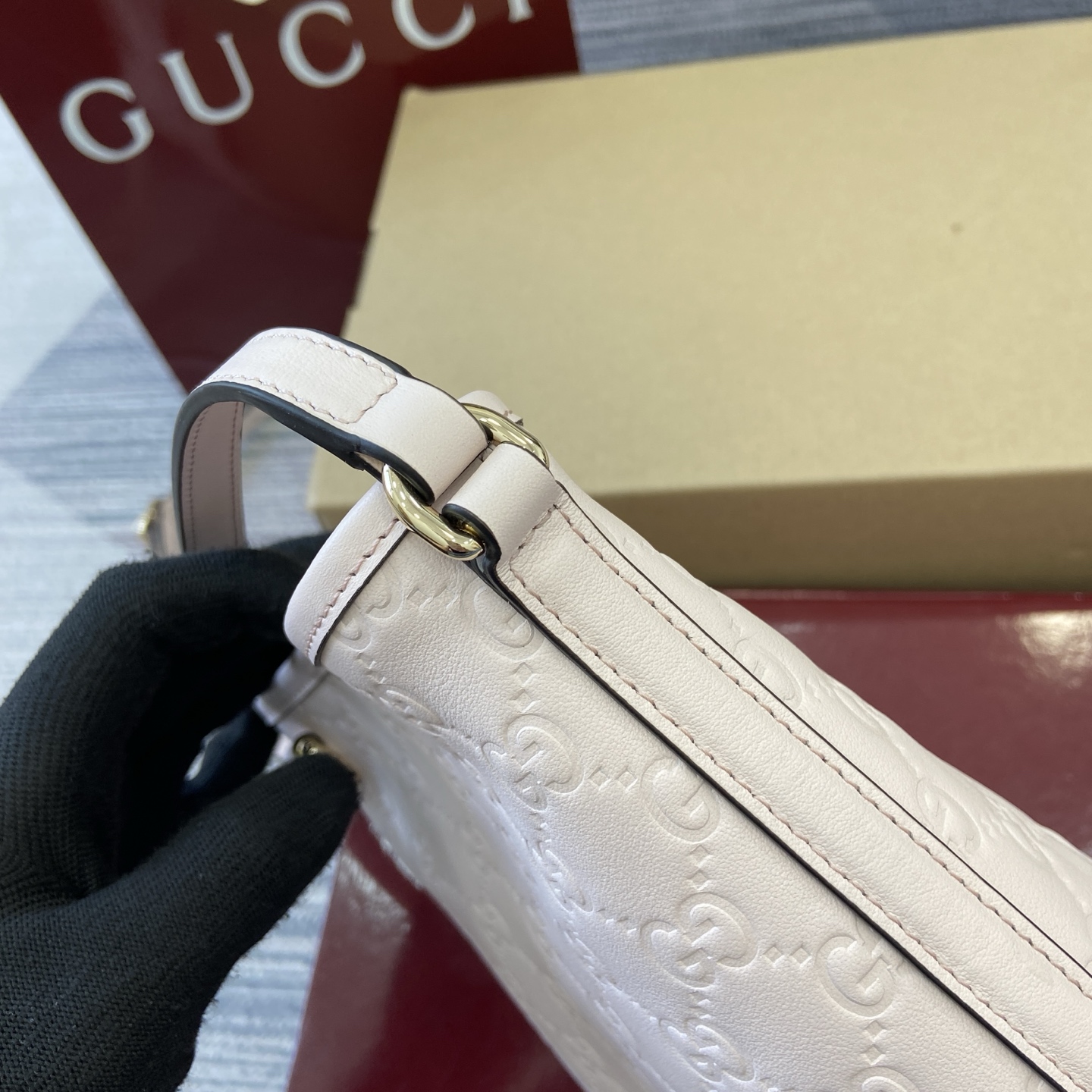 Gucci Emblem Mini Bucket Bag Light Pink Gucci Print Embossed Leather 10 i1756271401019 5922 0 8