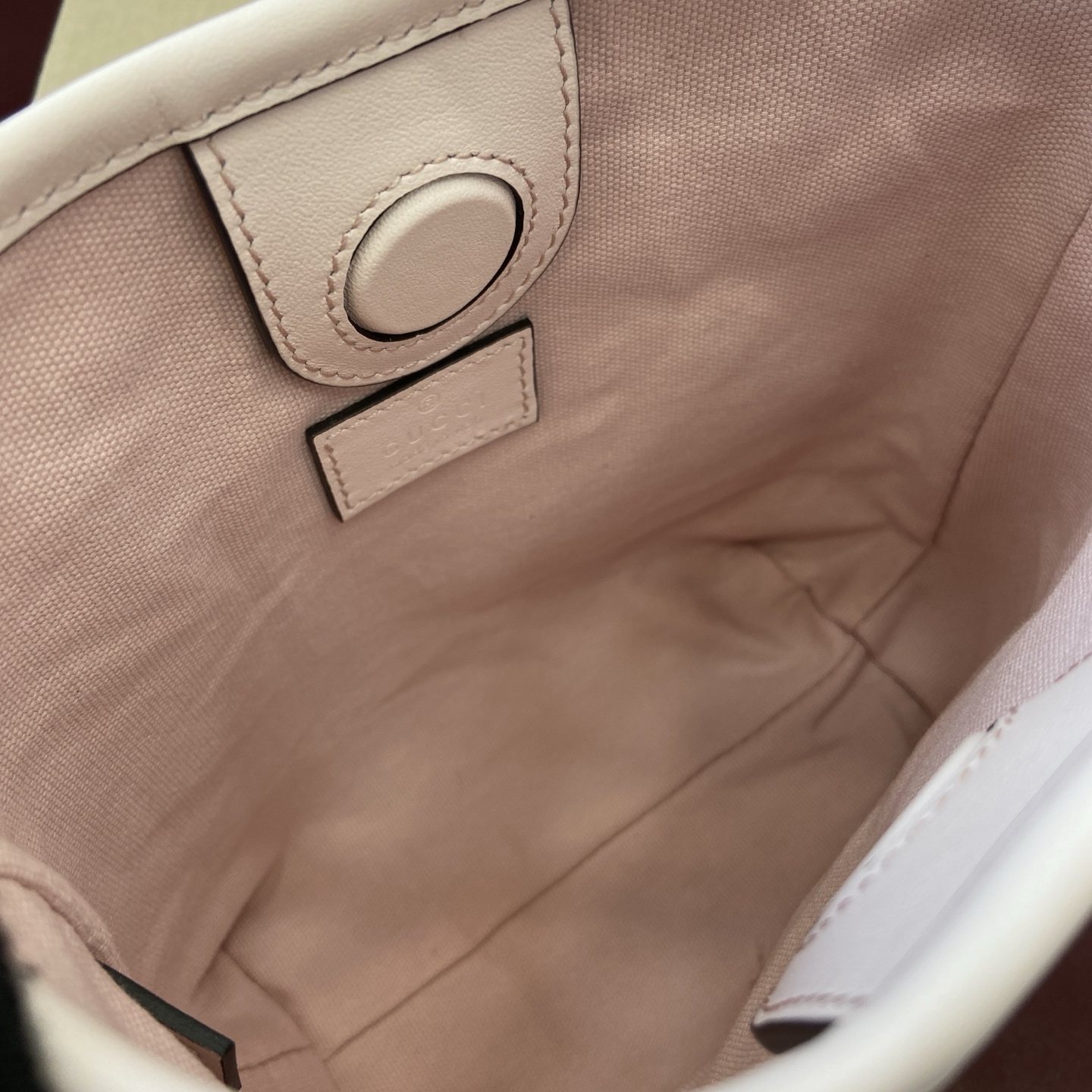 Gucci Emblem Mini Bucket Bag Light Pink Gucci Print Embossed Leather 9 i1756271402813 4519 0 10