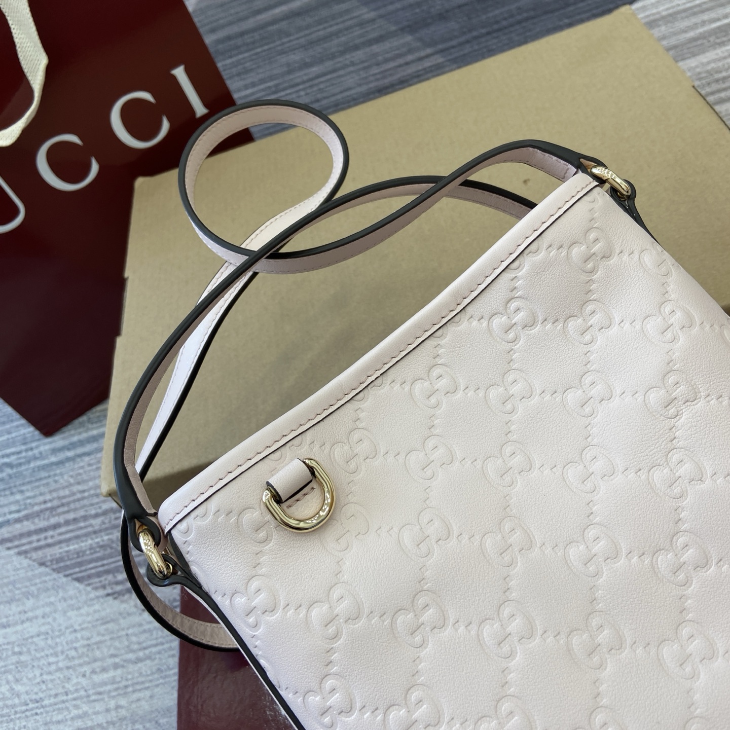 Gucci Emblem Mini Bucket Bag Light Pink Gucci Print Embossed Leather 6 i1756271402860 1588 0 5