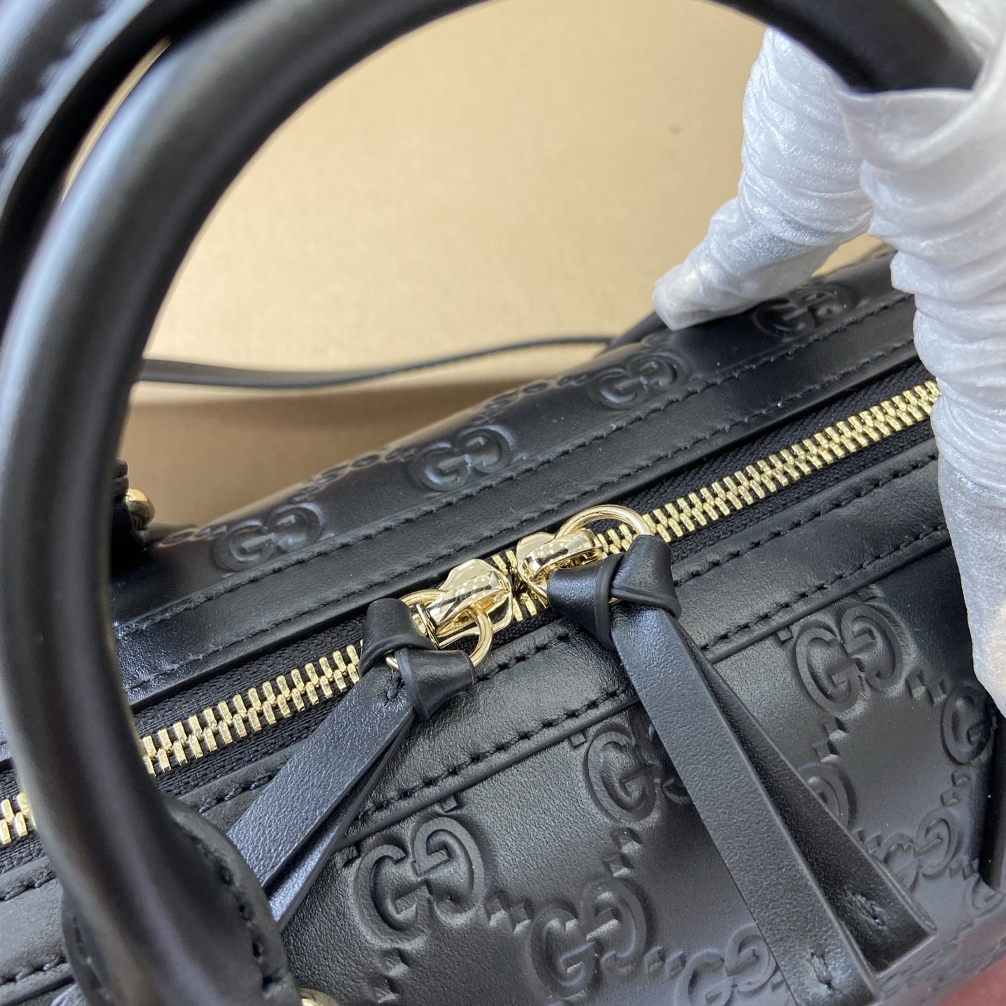 Gucci Emblem Boston Bag, Black Leather, Adjustable Strap - Style 848886 7 i1756271528604 6964 0 6