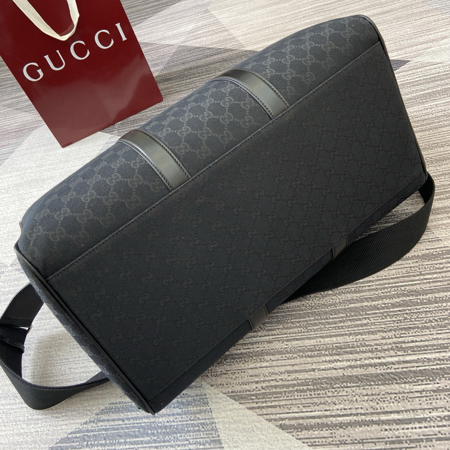 Gucci Black GG Canvas Duffle Bag with Web Stripe Detail - 45x29x25cm 8 i1756375894494 873 0 8