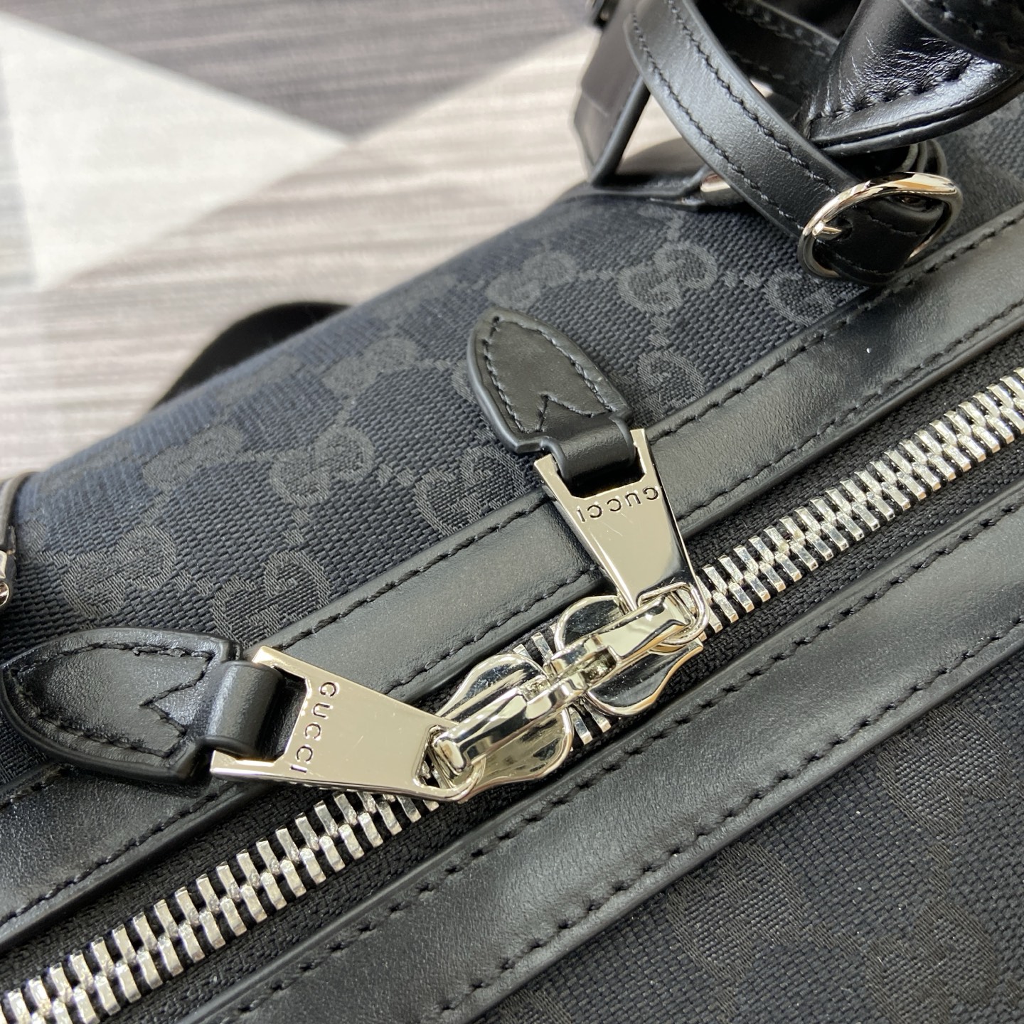Gucci Black GG Canvas Duffle Bag with Web Stripe Detail - 45x29x25cm 6 i1756375898551 5444 0 5