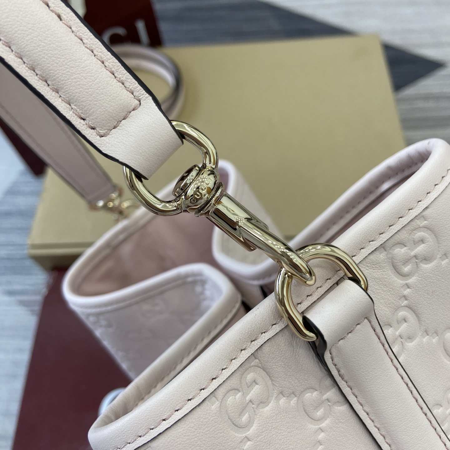 Gucci Emblem Embossed Leather Bucket Bag, Light Pink, Detachable Strap 6 i1756529647784 5930 0 3