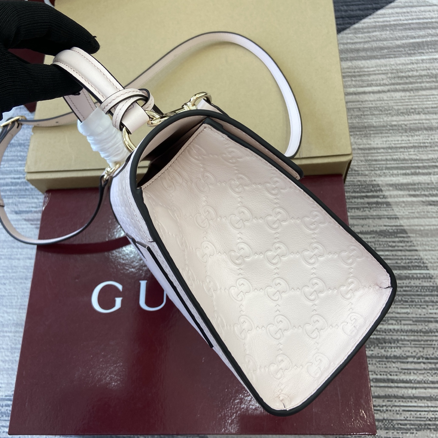 Gucci Padlock Embossed Leather Top Handle Bag - Light Pink, 26cm 4 i1756529800345 6974 0 2