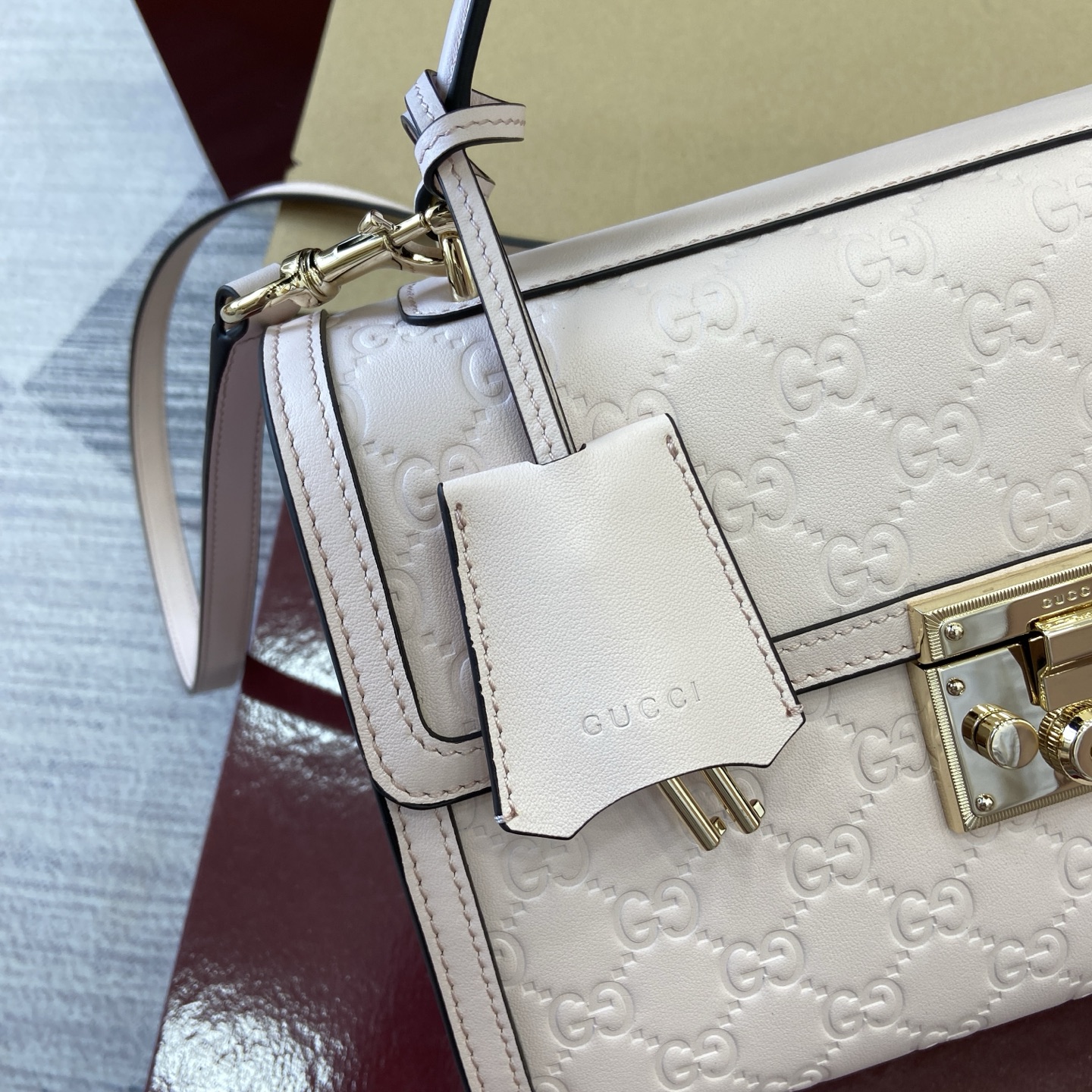 Gucci Padlock Embossed Leather Top Handle Bag - Light Pink, 26cm 7 i1756529802462 3366 0 6