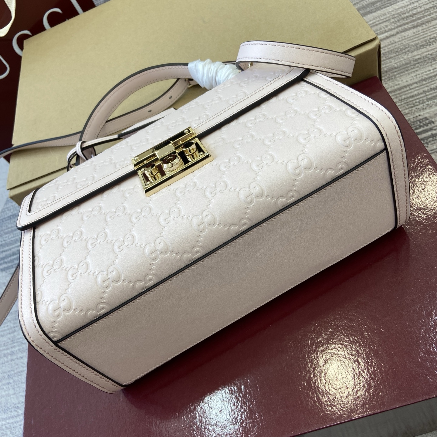 Gucci Padlock Embossed Leather Top Handle Bag - Light Pink, 26cm 8 i1756529804374 5266 0 7