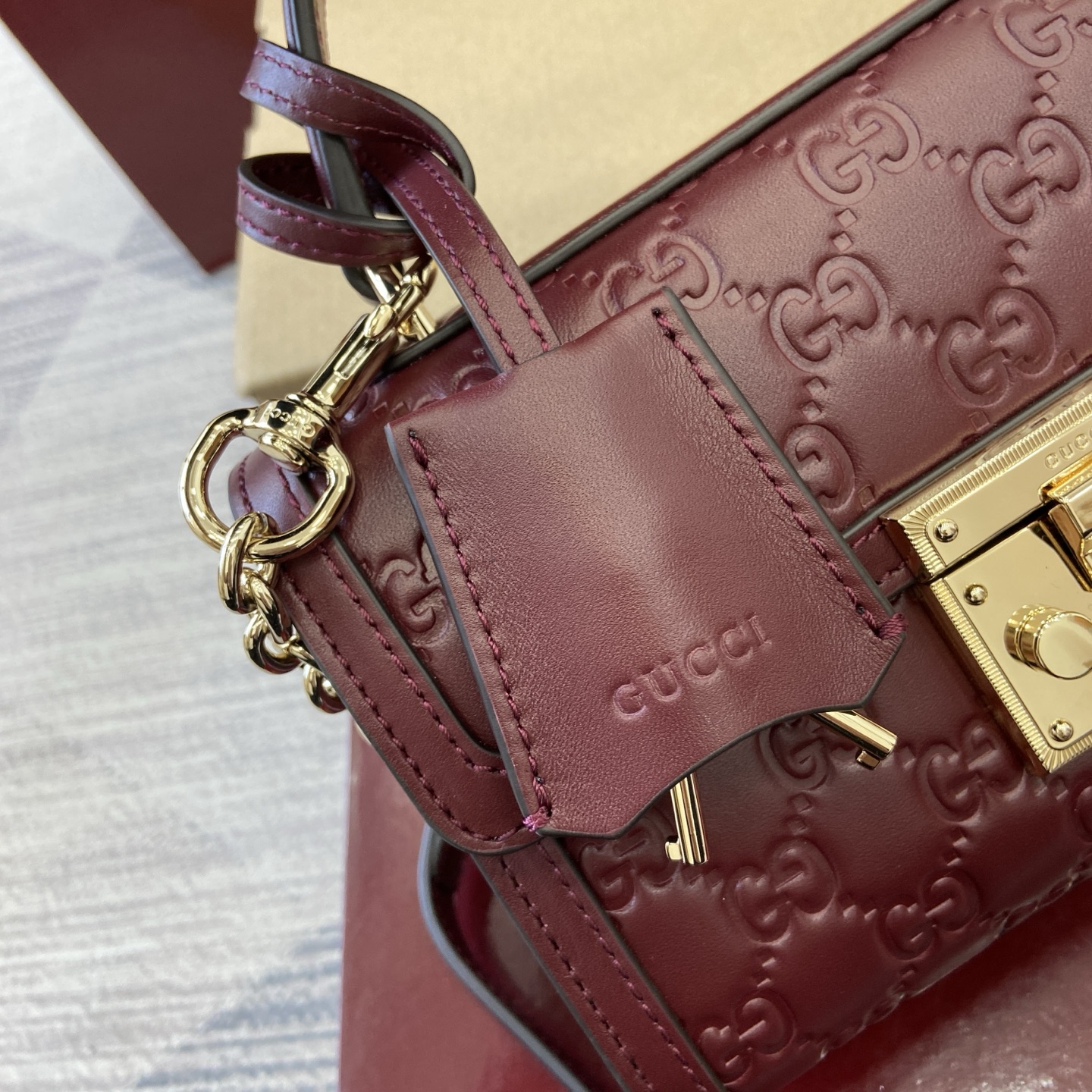 Gucci Padlock Mini Bag, Ankara Red GG Embossed Leather Top Handle Satchel 11 i1756625904379 6563 0 5