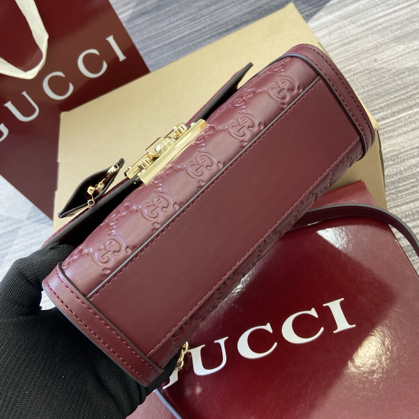 Gucci Padlock Mini Bag, Ankara Red GG Embossed Leather Top Handle Satchel 7 i1756625906626 7529 0 7