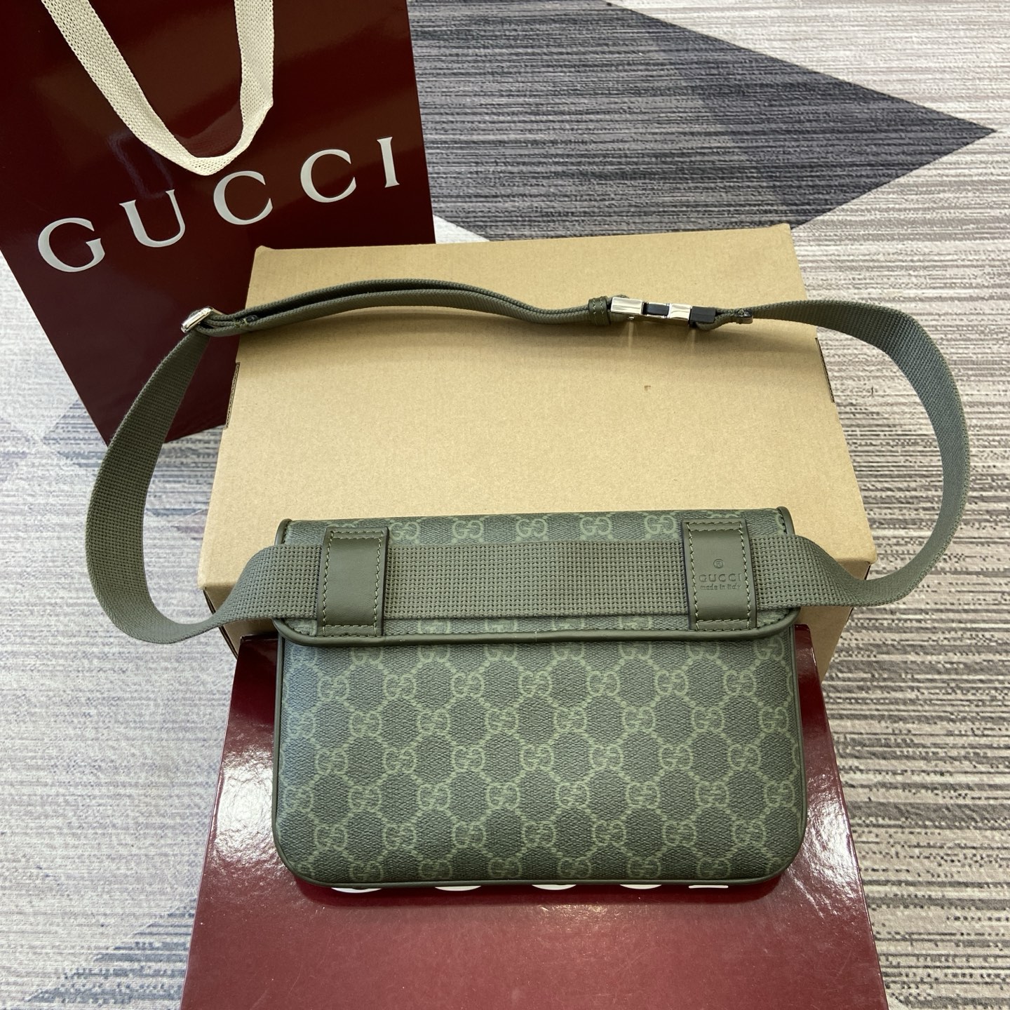 Gucci Green GG Motif Coated Fabric Belt Bag,24cm x 16.5cm x 6cm 3 i1756625941292 9563 0 1