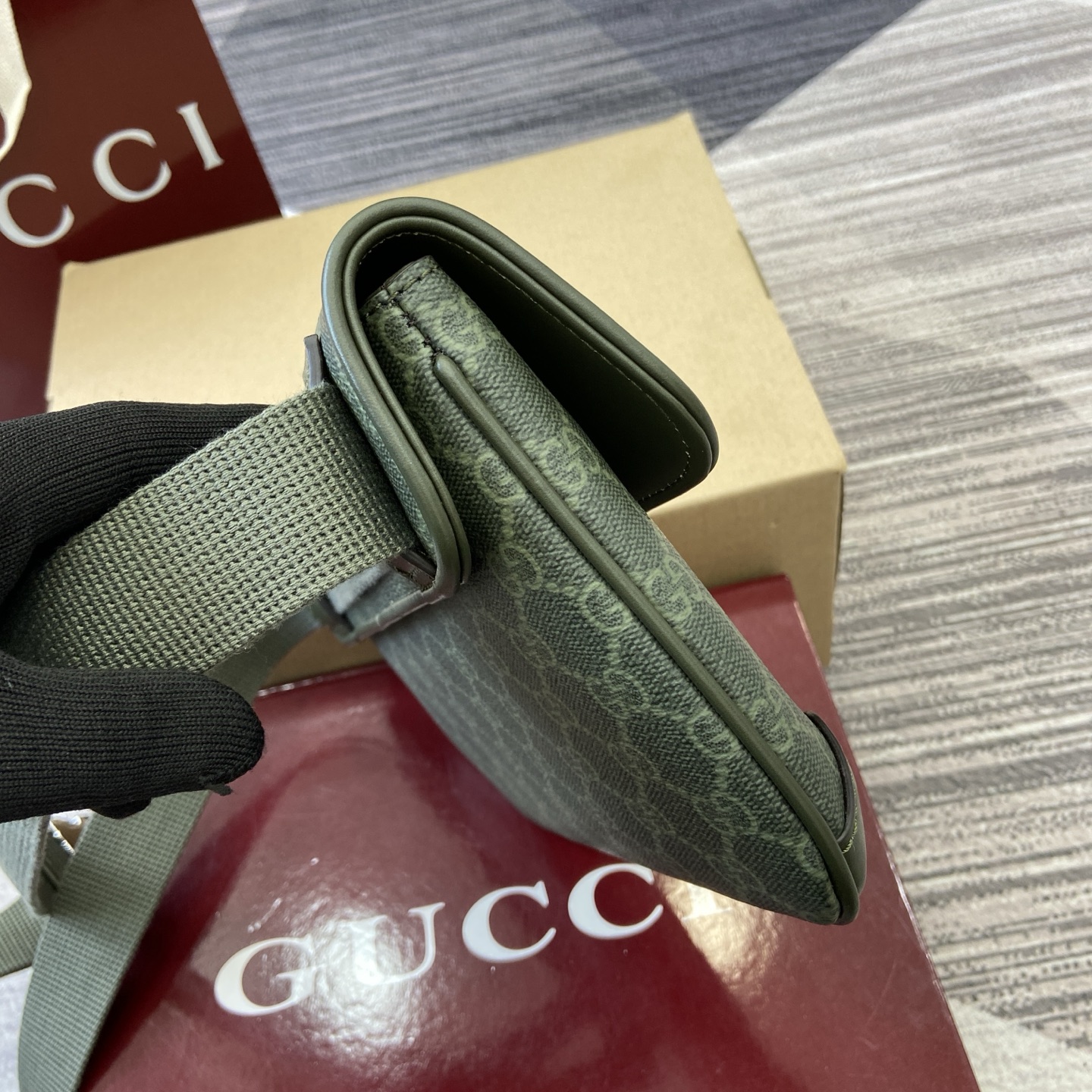 Gucci Green GG Motif Coated Fabric Belt Bag,24cm x 16.5cm x 6cm 6 i1756625941454 2551 0 4